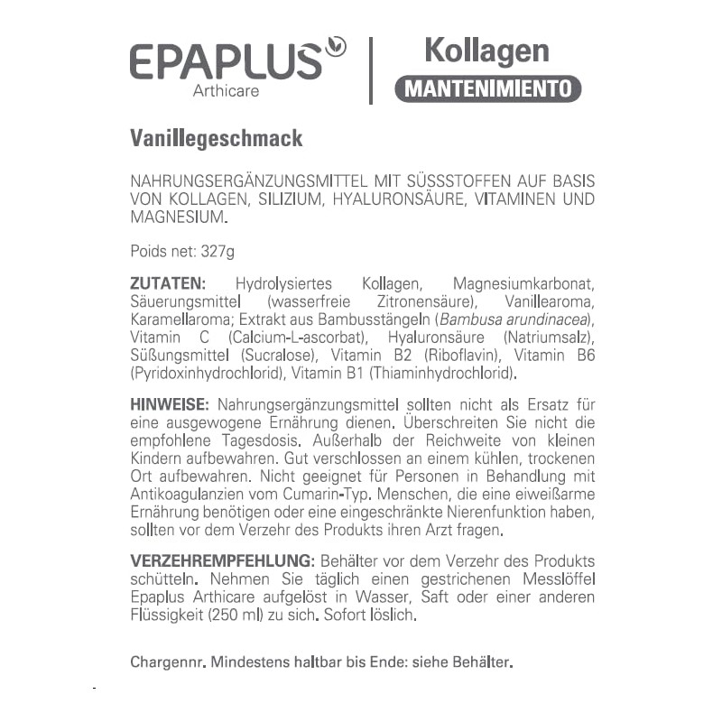 Epaplus Collagen Silicon Hyaluronic & Magnesium Vanilla 326g