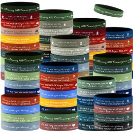 Roowest 200 Pcs Religious Silicone Wristbands Bulk Bible Verse Bracelet Christian Rubber Wristbands Scripture Inspirational Gifts for Men Women Teens Thanksgiving Christmas Party Favor(Joyous Color)