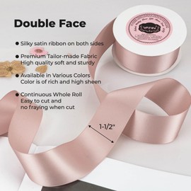 VATIN 38mm Wide Double Faced Polyester Antique Mauve Satin Ribbon Continuous Ribbon- 23 Metre, Perfect for Wedding, Gift Wrapping, Bow Making & Other Projects