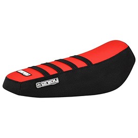 Enjoy Mfg Ribbed Seat Cover - Compatible Fit for Luna Float Sur Ron Sur-Ron Light Bee MX & X E-Bike #348 (Black - Red - Black Ribs)