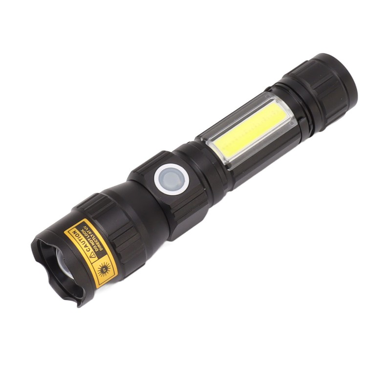 LED Flashlight USB Magnetic Charging 7 Gears Zoomable Black Light