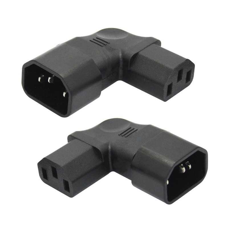 1Pair 90 Degree IEC 320 C14 Male to C13 Female