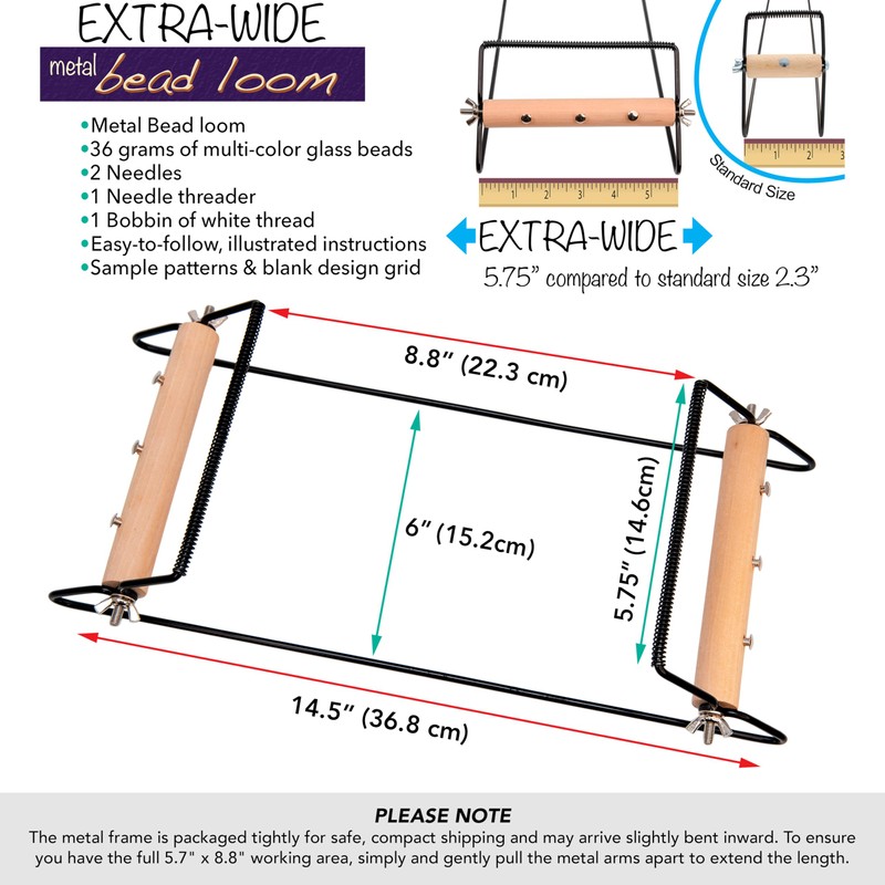 The Beadsmith Extra Wide Metal Bead Loom Kit, Includes Extra