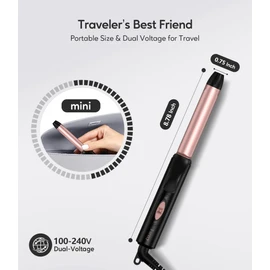 FARERY Travel Curling Iron for Short Hair, 3/4 Inch, Dual Voltage 100-240V