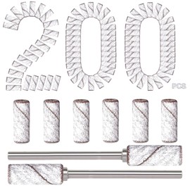 200pcs 240 Grit Small Sanding Bands for Nail Drill with 2pcs 3/32’’ Upgrade Mandrels Bits, Mini Sanding Bands for Nail Drill for Manicure Nail Salon and Nail Enthusiasts Use, White