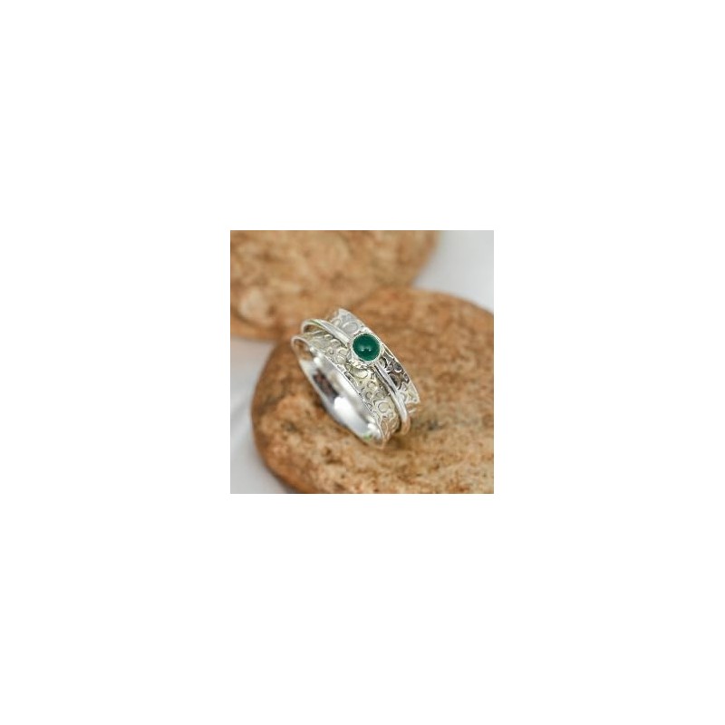 JEWELSTREZORO Onyx Edelstein Spinnerring 925 Sterling Silber Spinner Männer &