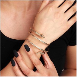 Cimenexe Bohemian Gold Snake Bracelet Gold Snake Bracelet Snake Bracelet Upper Arm Cuff Bracelet Minimalist Snake Adjustable Bracelet Jewellery for Women, Zinc, No gemstone