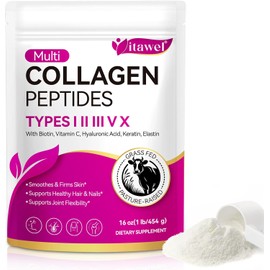 Collagen Peptide Powder,16 oz (41 Servings)-Hydrolyzed Collagen, Hyaluronic Acid Power,Grass Fed Collagen Supplements for Women and Men, Non GMO