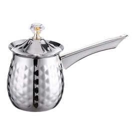 Stylish Greek Coffee Pot with Long Handle Cafe, Silver, 600ml