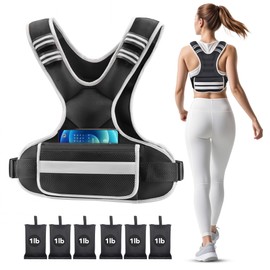 Adjustable Weighted Vest Woman 4-10lb/12-18lb/20-32lb Weighted Vest Men with 6 Ironsand Weights, Shoulder Pads and Large Pocket for Walking Running Crossfit Strength Training, 4-10lb