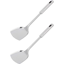 Metal Wok Spatula Turner - Pack of 2 - Stainless Steel Cooking Spatulas - Commercial Pancake and Omelette Spatula