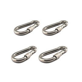 Annakideya 304 stainless steel M10 locking carabiner with female spring buckle suitable for keychain, camping, hiking, fishing, backpacking pack of 4 pcs