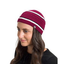 Skull Caps for Men & Women in Solid and Striped Designs | Cotton Helmet Liner Sports Beanie Kufi (Red w/White and Black Stripes)