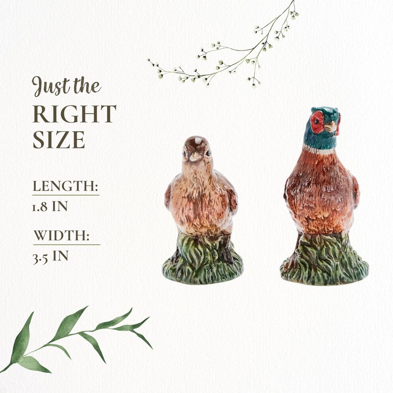 Spode 3.5" Pheasant-Shaped Salt and Pepper Shakers - Dolomite Ceramic
