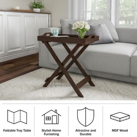 Lavish Home Folding TV Trays Set of 2 - Contemporary Side Table Set with Removable Tray Tops for Food Serving, Decor, or Meals - Portable TV Tables for Living Room, Bedroom, or Home Office (Brown)