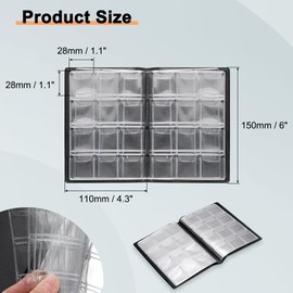 sourcing map 120 Pocket Coin Flips Holder Album, 2" x 2" PVC Lining Coin Cardboard Storage Book Coin Flips Album PU Leather Coin Collection Sleeves Supplies Holder Book for Collectors (Red)