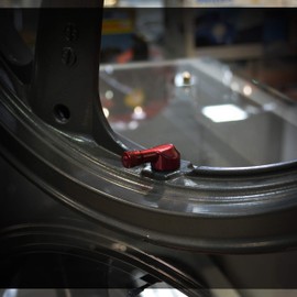 NEX Performance Forged Alloy Angled Valve Stem with Pre-Applied Threadlocker Nut, 0.357in (8.3mm) Size, Red