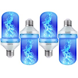 AIZHIWENG - Bombillas LED de llama, 4 modos, foco de llama de base E26, decoraciones de Navidad al aire última intervensión para interiores y hogares, bombillas de Navidad (azul, paquete de 4)