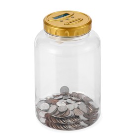 Xiaohubei Coin Counter, Digital Money Bank, 1 Million Yen Money Bank, Digital Piggy Bank, Coin Bank, Automatic Calculation Coin Bank, Large Capacity, Transparent Body (Gold)