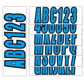 QuickMariner 4 Sets 3" Solid Blue Alpha-Numeric Registration Numbers and Letters Sticker Decal Kits for Boats & Personal Watercraft