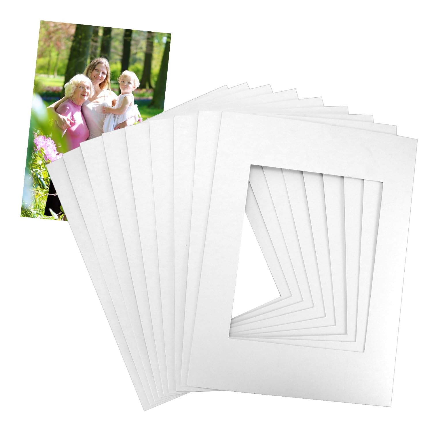 QWORK12x16 Picture Mats Cut for 8x10 Photo, 10 Pack White Double Mat ...