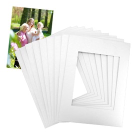 QWORK12x16 Picture Mats Cut for 8x10 Photo, 10 Pack White Double Mat Picture Matboard - Pre-Cut Mat Board Show, Bevel Cut Matte to Display Art Family Photos, Show Kits, Art, Picture Framing,