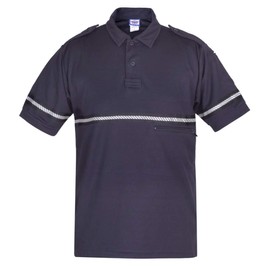 First Class Bike Patrol Shirt with Reflective Striping - High Visibility Shirt (Navy Blue, X-Large)