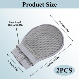 2 Pcs Dementia Restraint Gloves, Control Medical Mittens, Safety Restraints for Elderly Dementia Patients, Gray Breathable Mesh with a Board inside for Fixation