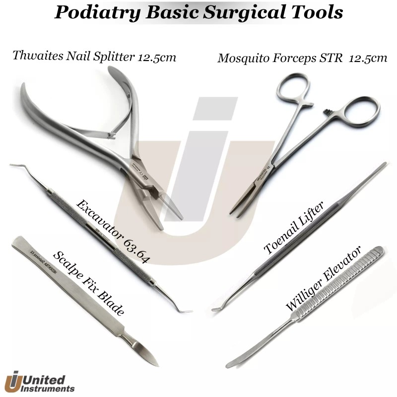 Medentra Podiatry Surgical Kit Toenail Removal Basic Tools Nail Splitter