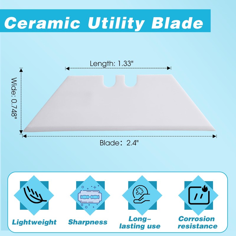Lanties 10 Pack Ceramic Utility Blades High Hardness Replacement Blades
