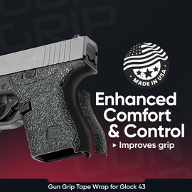 Handleitgrips Gun Grip Tape Compatible with Glock 43 - Black Textured Rubber Pistol Grip Tape, Easy Installation, Gun Skins, Veteran Owned, Made in USA