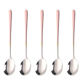 5-pieces Soup Dinner Spoon 8-Inch Rose Gold Metal Korean Spoon Stainless Steel Table Spoons by Buyer Star