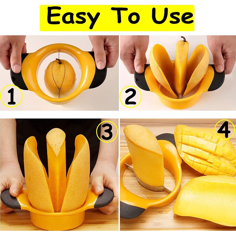 Kitchen Fruit Corer Slicer Mango Slicer Stainless Steel Blade Peeler