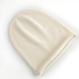 Tinncana Cashmere Wool Slouchy Beanie, Soft Warm Winter Beanie Hat for Women and Men (US, Alpha, One Size, White)