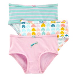 Carter's Girl's Stretch Cotton Panties 3 Pack (Hearts(3J281810)/Stars, 2-3T)
