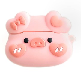 Cartoon Pink Butterfly Love Pig Silicone Earphone Case for AirPods 1 2 Case Wireless Headphone Protective Cover with Hook (for airpods 1 2)