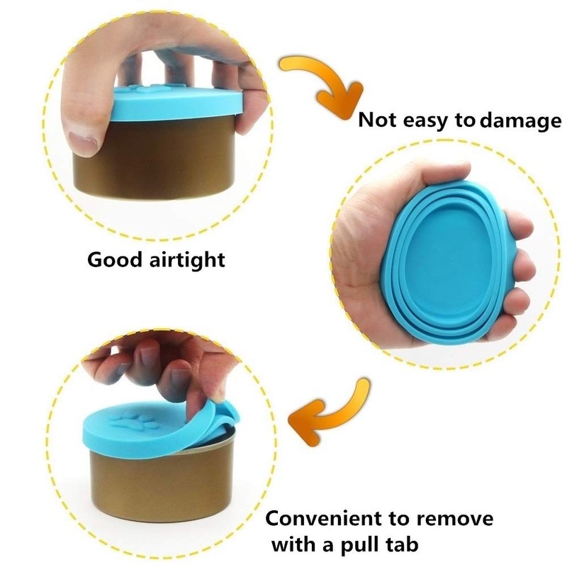 SLSON 4 Pack Pet Food Can Cover Set, Universal Silicone