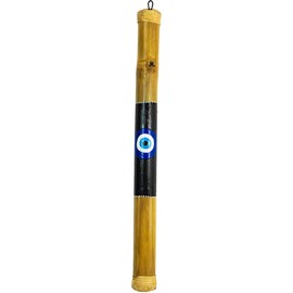 Kheops International Bamboo Painted Rainstick - Evil Eye, Large, 11-inch Length x 8-inch Width