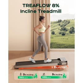 TREAFLOW Walking Pad,Treadmill with Incline for Home Office, 2.5HP Portable Under Desk Treadmill with 265 Lbs Capacity,Remote Control