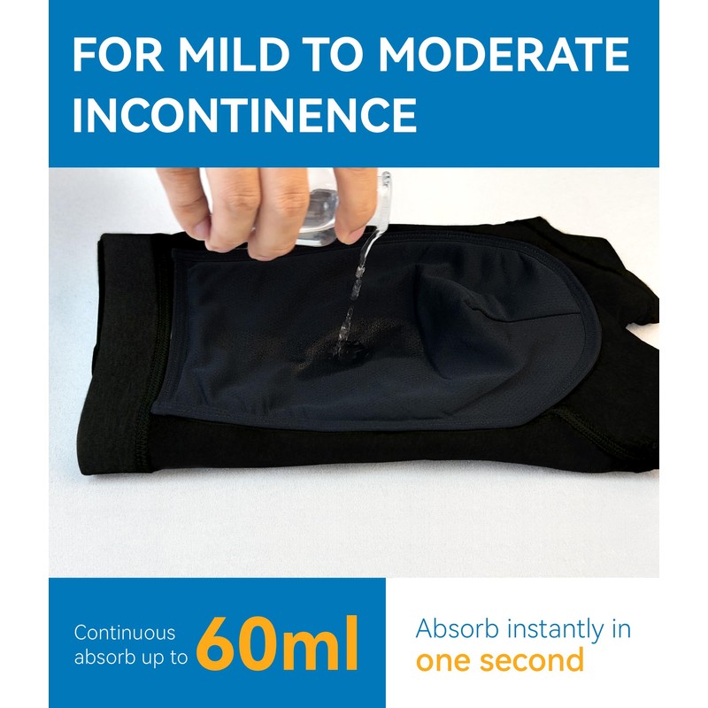 IRISMORII Mens Washable Incontinence Protection Underwear Zero Leak and Odor