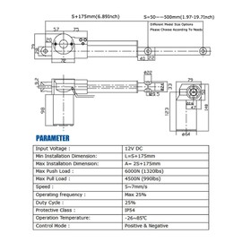 INTBUYING Electric Linear Actuator 350mm（13.78inch）12V DC with Mounting Bracket Heavy Duty 6000N/1320LB Actuators Controller