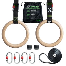 awegym Gymnastic Rings with Adjustable Straps, 1.1" Olympic Rings, Calisthenics Rings Equipment, Gym Rings with Straps for Home Workout, Outdoor Exercise Rings, Crossfit Pull Up Row Dip Ring Training