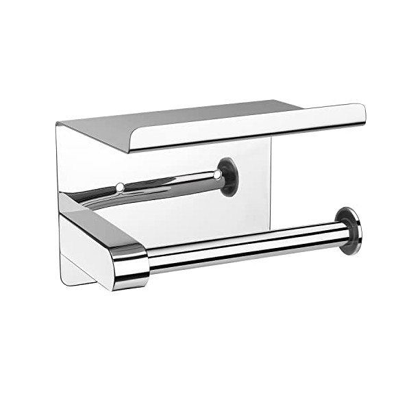 Adhesive Toilet Paper Holder with Shelf Wall Mounted, SUS304 Stainless