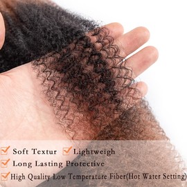 24 Inch Pre-Separated Springy Afro Twist Hair 8 Packs Black Pre-Fluffy Natural Curls are Perfect for Marley Crochet Hair Suitable for Black Women (1B/30/27, 24 Inch (Pack of 8))