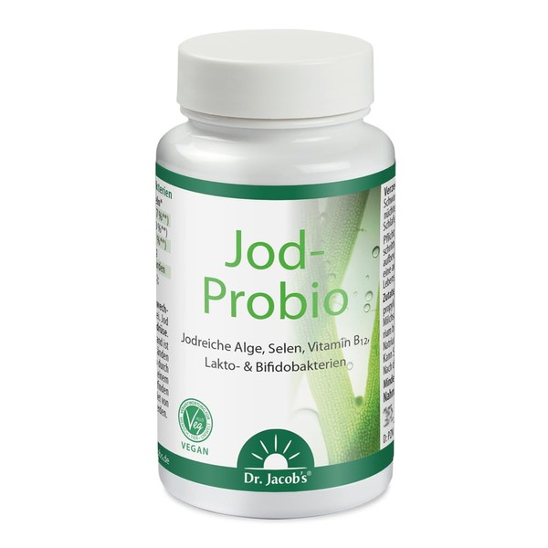 Dr. Jacob's Iod-Probio 31.6 g Tub I Natural Iodine from Seaweed I with Selenium, Vitamin B12 and Lactobacilli and Bifidobacteria I for Immune System ¹ and Thyroid 2 I 90 Servings Vegan