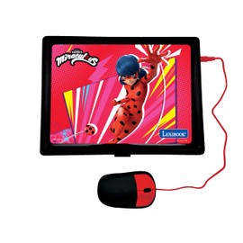 Lexibook Miraculous Ladybug Cat Noir, Educational and Bilingual Laptop German/English, Toy for Child Kid (Boys & Girls) 124 Activities, Learn Play Games and Music with LadyBug, Red/Black, JC598MIi3