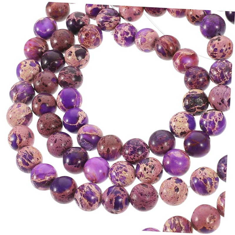 KONTONTY 2Pcs Emperor Stone Bead Bracelet Smooth Surface Natural Stone