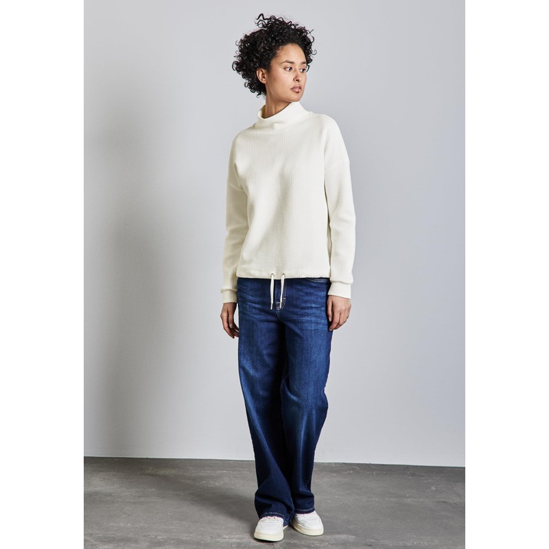 Street One Women's Shirt with Fine Structure, off white