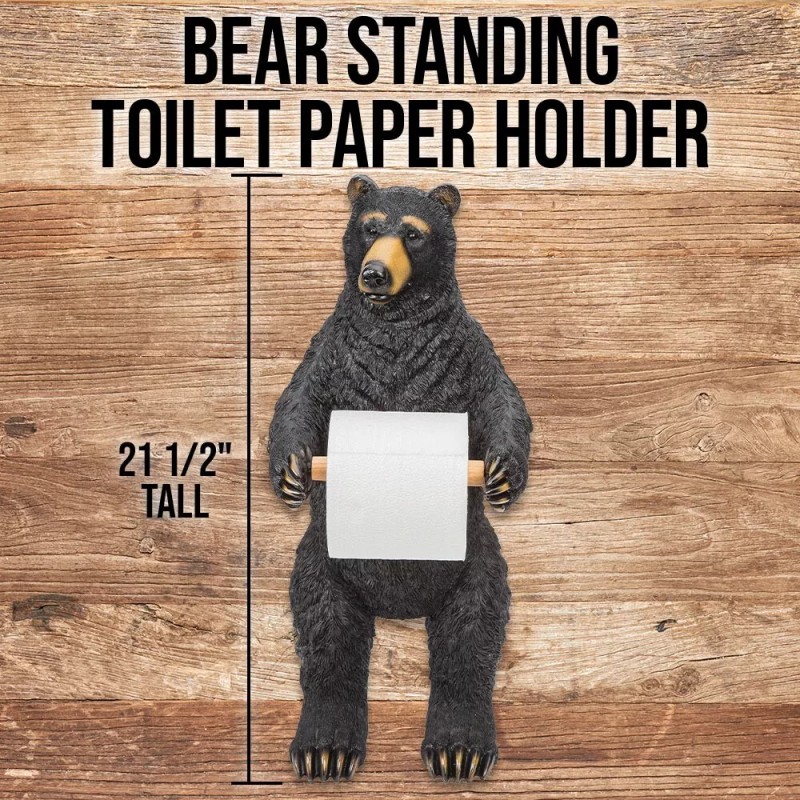 K Exclusive Bear Toilet Paper Holder | Hand-Painted Polyresin Sculpture