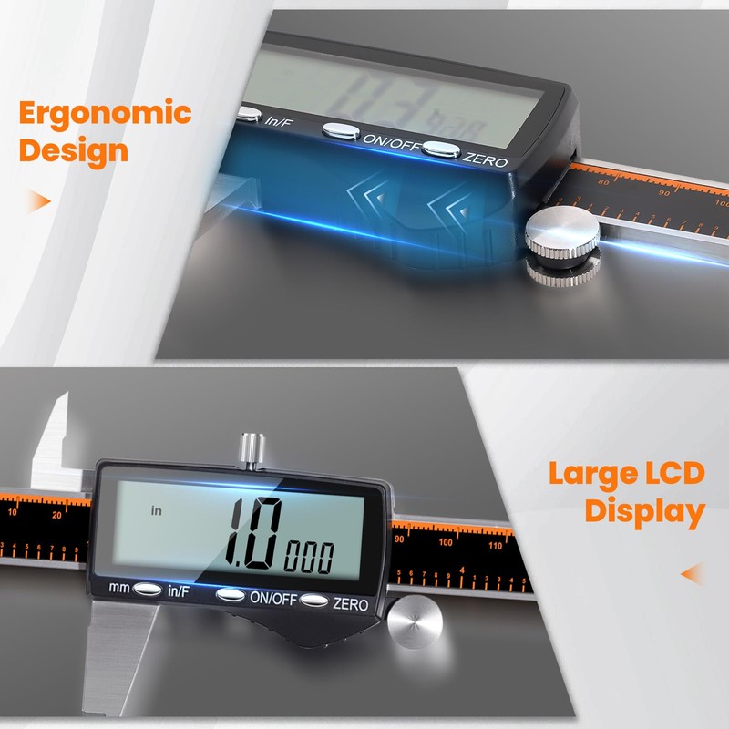HARDELL Digital Caliper, Rechargeable 0-8 Inch Calipers Measuring Tool with